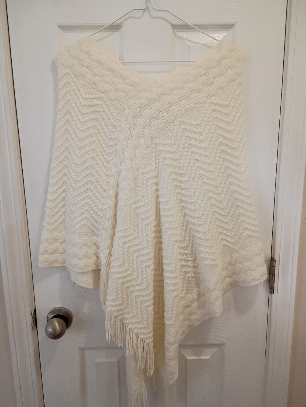 Handmade Elegant Cream Knit Poncho Sweater